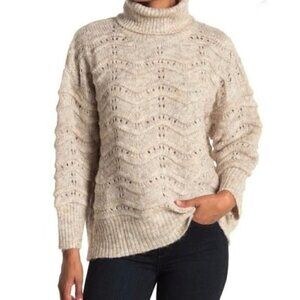 FRNCH Paris cable knit turtleneck sweater oatmeal small NWT